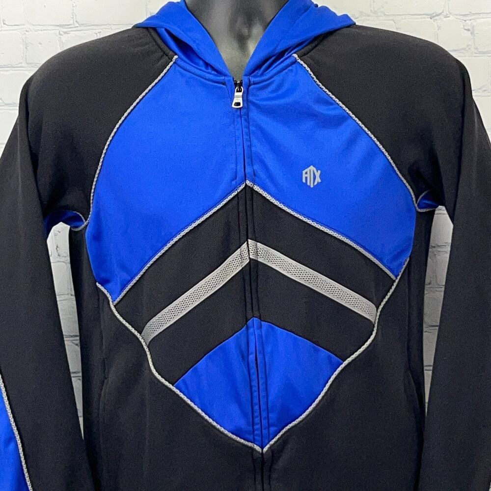 Armani Exchange AX Hoodie Hooded Sweatshirt Full Zip Black Blue Mens S Small